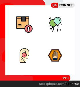 Pack of 4 Modern Filledline Flat Colors Signs and Symbols for Web Print Media such as arrow up, secure, logistic, fly, data Editable Vector Design Elements