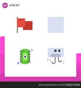 Pack of 4 Modern Flat Icons Signs and Symbols for Web Print Media such as country, electronic, control, player, ram Editable Vector Design Elements