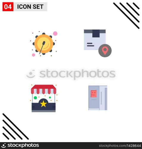 Pack of 4 Modern Flat Icons Signs and Symbols for Web Print Media such as corps, shop, box, placeholder, stand Editable Vector Design Elements