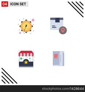 Pack of 4 Modern Flat Icons Signs and Symbols for Web Print Media such as corps, shop, box, placeholder, stand Editable Vector Design Elements