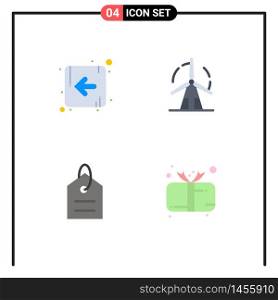 Pack of 4 Modern Flat Icons Signs and Symbols for Web Print Media such as arrow, money, clean, power, tag Editable Vector Design Elements