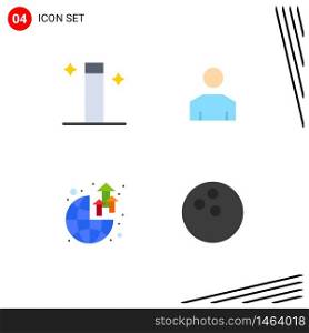 Pack of 4 Modern Flat Icons Signs and Symbols for Web Print Media such as magic, world, avatar, profile, ball Editable Vector Design Elements