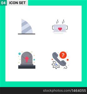 Pack of 4 Modern Flat Icons Signs and Symbols for Web Print Media such as burj al arab, wedding, uae monument, cup, grave Editable Vector Design Elements