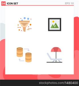 Pack of 4 Modern Flat Icons Signs and Symbols for Web Print Media such as business, database, management, interior, sql Editable Vector Design Elements