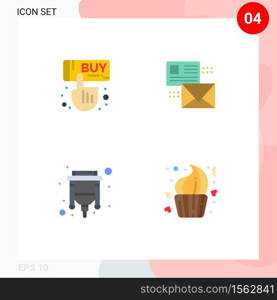 Pack of 4 Modern Flat Icons Signs and Symbols for Web Print Media such as sale, mail, hand, e, connector Editable Vector Design Elements