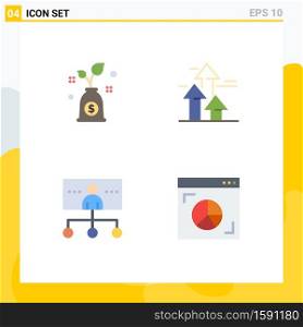 Pack of 4 Modern Flat Icons Signs and Symbols for Web Print Media such as budget, hierarchy, arrows, forward, management Editable Vector Design Elements