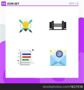 Pack of 4 Modern Flat Icons Signs and Symbols for Web Print Media such as success, imaging, focus, color, email Editable Vector Design Elements
