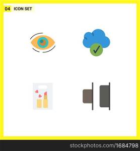 Pack of 4 Modern Flat Icons Signs and Symbols for Web Print Media such as eye, data, looking, view, beauty Editable Vector Design Elements