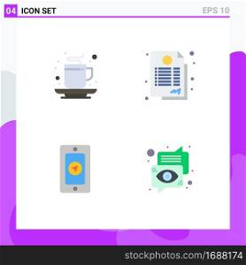 Pack of 4 Modern Flat Icons Signs and Symbols for Web Print Media such as autumn, mobile, drink, contract, rainy Editable Vector Design Elements