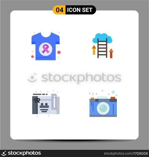 Pack of 4 Modern Flat Icons Signs and Symbols for Web Print Media such as world, server, health, download, party Editable Vector Design Elements