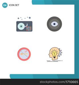 Pack of 4 Modern Flat Icons Signs and Symbols for Web Print Media such as audio, no, achievement, wreath, creative Editable Vector Design Elements