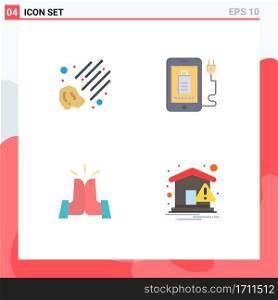 Pack of 4 Modern Flat Icons Signs and Symbols for Web Print Media such as meteor, friends, mobile, plug, home Editable Vector Design Elements