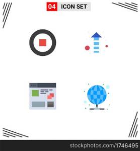 Pack of 4 Modern Flat Icons Signs and Symbols for Web Print Media such as basic, web, arrow, browser, hosting Editable Vector Design Elements