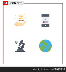 Pack of 4 Modern Flat Icons Signs and Symbols for Web Print Media such as agriculture, telephone, give, mobile, microscope Editable Vector Design Elements