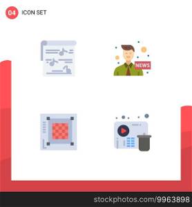 Pack of 4 Modern Flat Icons Signs and Symbols for Web Print Media such as album, design, photo, communication, layout Editable Vector Design Elements