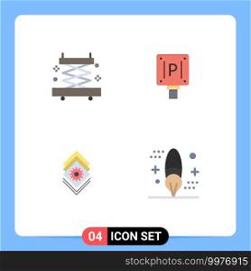 Pack of 4 Modern Flat Icons Signs and Symbols for Web Print Media such as construction, bundle, parking, hotel, brush Editable Vector Design Elements