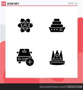Pack of 4 Modern Solid Glyphs Signs and Symbols for Web Print Media such as development, vessel, person, talent, car Editable Vector Design Elements