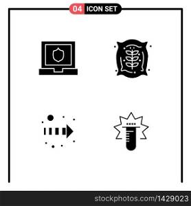 Pack of 4 Modern Solid Glyphs Signs and Symbols for Web Print Media such as laptop, right, agriculture, farm, test Editable Vector Design Elements
