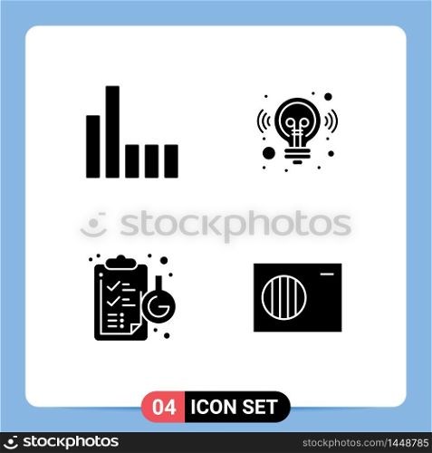Pack of 4 Modern Solid Glyphs Signs and Symbols for Web Print Media such as connection, flask, idea, solution, air Editable Vector Design Elements