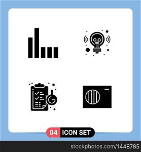 Pack of 4 Modern Solid Glyphs Signs and Symbols for Web Print Media such as connection, flask, idea, solution, air Editable Vector Design Elements