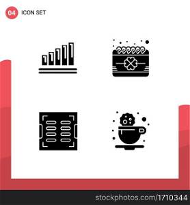 Pack of 4 Modern Solid Glyphs Signs and Symbols for Web Print Media such as analytics, bathroom, business, event, drain Editable Vector Design Elements
