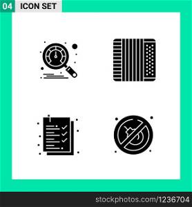 Pack of 4 Solid Style Icon Set. Glyph Symbols for print. Creative Signs Isolated on White Background. 4 Icon Set.. Creative Black Icon vector background