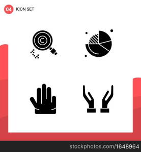 Pack of 4 Universal Glyph Icons for Print Media on White Background.. Creative Black Icon vector background