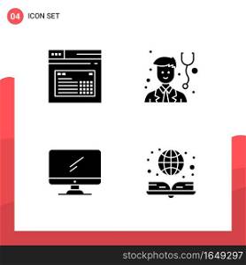 Pack of 4 Universal Glyph Icons for Print Media on White Background.. Creative Black Icon vector background