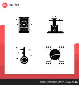 Pack of 4 Universal Glyph Icons for Print Media on White Background.. Creative Black Icon vector background