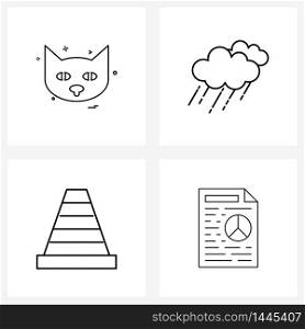 Pack of 4 Universal Line Icons for Web Applications animal, construction, cat, water, business Vector Illustration