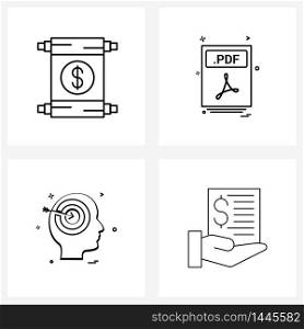 Pack of 4 Universal Line Icons for Web Applications annual, page, file type, mind Vector Illustration
