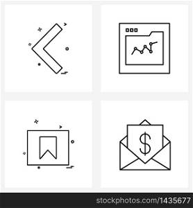 Pack of 4 Universal Line Icons for Web Applications arrow; bookmark; left; share; tag Vector Illustration