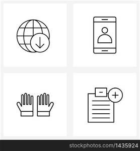 Pack of 4 Universal Line Icons for Web Applications arrow; fire; network; smart phone; hand Vector Illustration