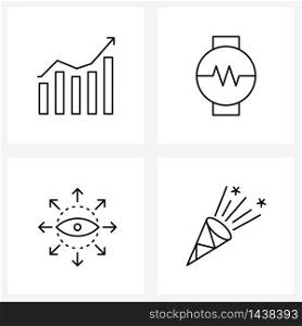 Pack of 4 Universal Line Icons for Web Applications arrow; strategy; smart watch; business; pop Vector Illustration