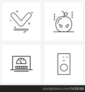 Pack of 4 Universal Line Icons for Web Applications arrow, weight, download, fruit, fitness Vector Illustration