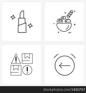 Pack of 4 Universal Line Icons for Web Applications beauty, box, love, food , delivery Vector Illustration