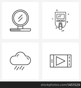 Pack of 4 Universal Line Icons for Web Applications beauty, tourism, makeup, medical, cloud Vector Illustration