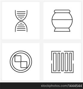 Pack of 4 Universal Line Icons for Web Applications biology, gird, lab, food, many menus Vector Illustration