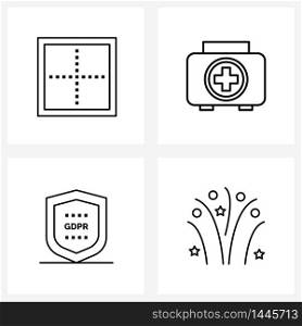 Pack of 4 Universal Line Icons for Web Applications bold, protect, first aid, hospital, celebrate Vector Illustration