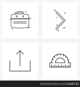 Pack of 4 Universal Line Icons for Web Applications briefcase, up, arrow, right, mathematics Vector Illustration