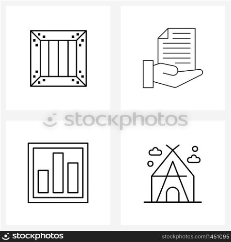 Pack of 4 Universal Line Icons for Web Applications business, business, data, data storage, diagram Vector Illustration