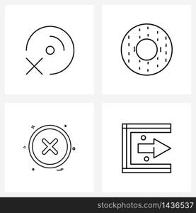 Pack of 4 Universal Line Icons for Web Applications cd; user interface; remove; food; close Vector Illustration