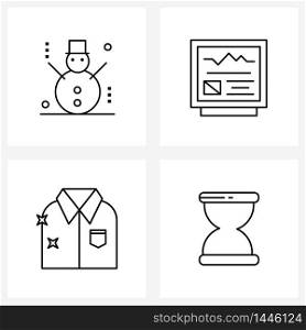 Pack of 4 Universal Line Icons for Web Applications Christmas, clean, winter, medical, shirt Vector Illustration