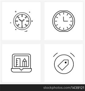 Pack of 4 Universal Line Icons for Web Applications clock, draw, minutes, minutes, seo Vector Illustration