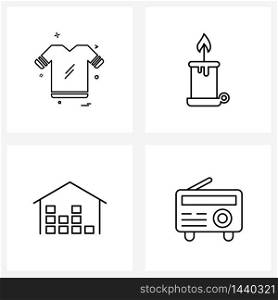Pack of 4 Universal Line Icons for Web Applications cloth, scary, shirt, shirt, box Vector Illustration