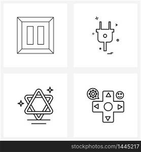 Pack of 4 Universal Line Icons for Web Applications component, Jewish, game, switch, religion Vector Illustration