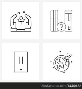 Pack of 4 Universal Line Icons for Web Applications conservation, game, hands, protection, PlayStation Vector Illustration