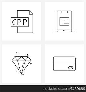 Pack of 4 Universal Line Icons for Web Applications cpu, ui, program, basic, jewel Vector Illustration