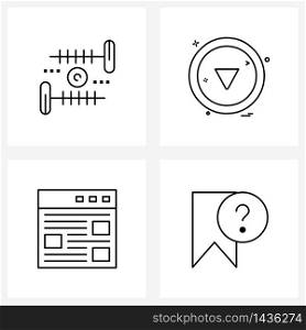 Pack of 4 Universal Line Icons for Web Applications cufflinks, content, arrow, down, bookmark Vector Illustration