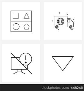 Pack of 4 Universal Line Icons for Web Applications design, screen, tool, globe, arrow Vector Illustration